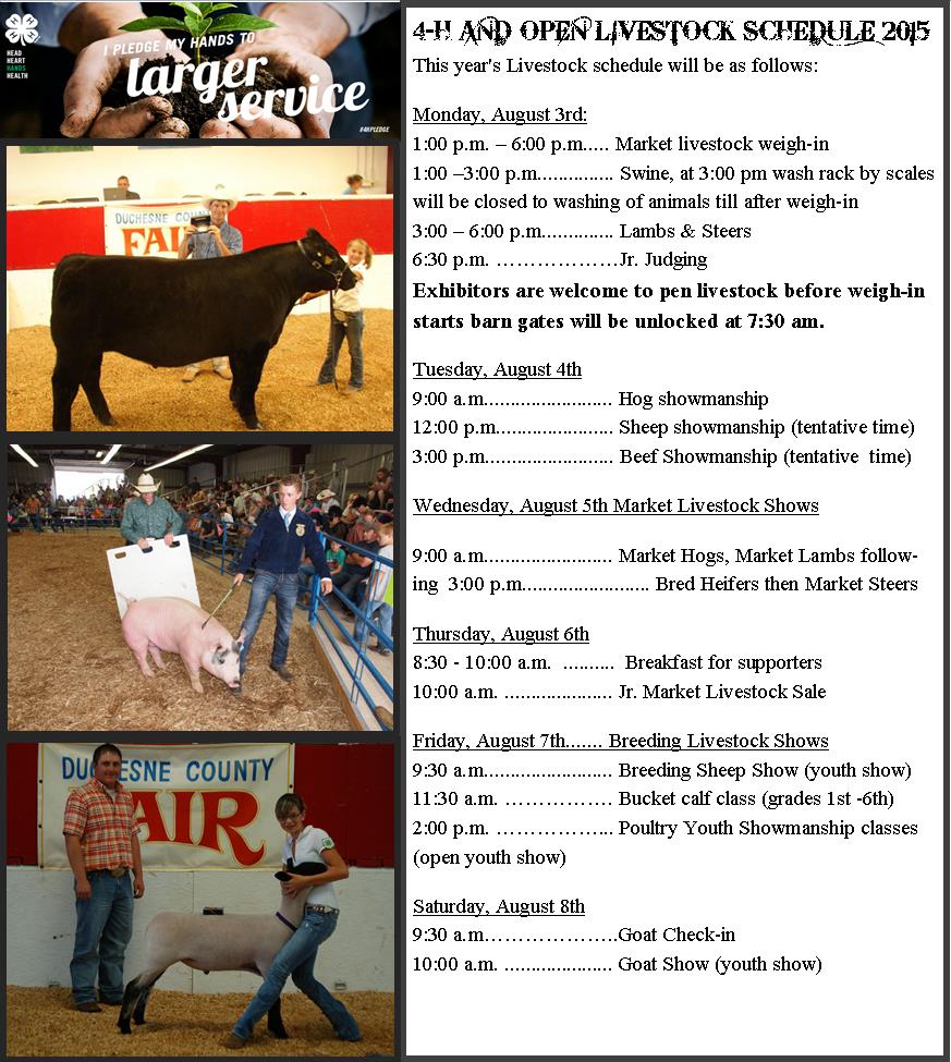2015 Livestock Schedule